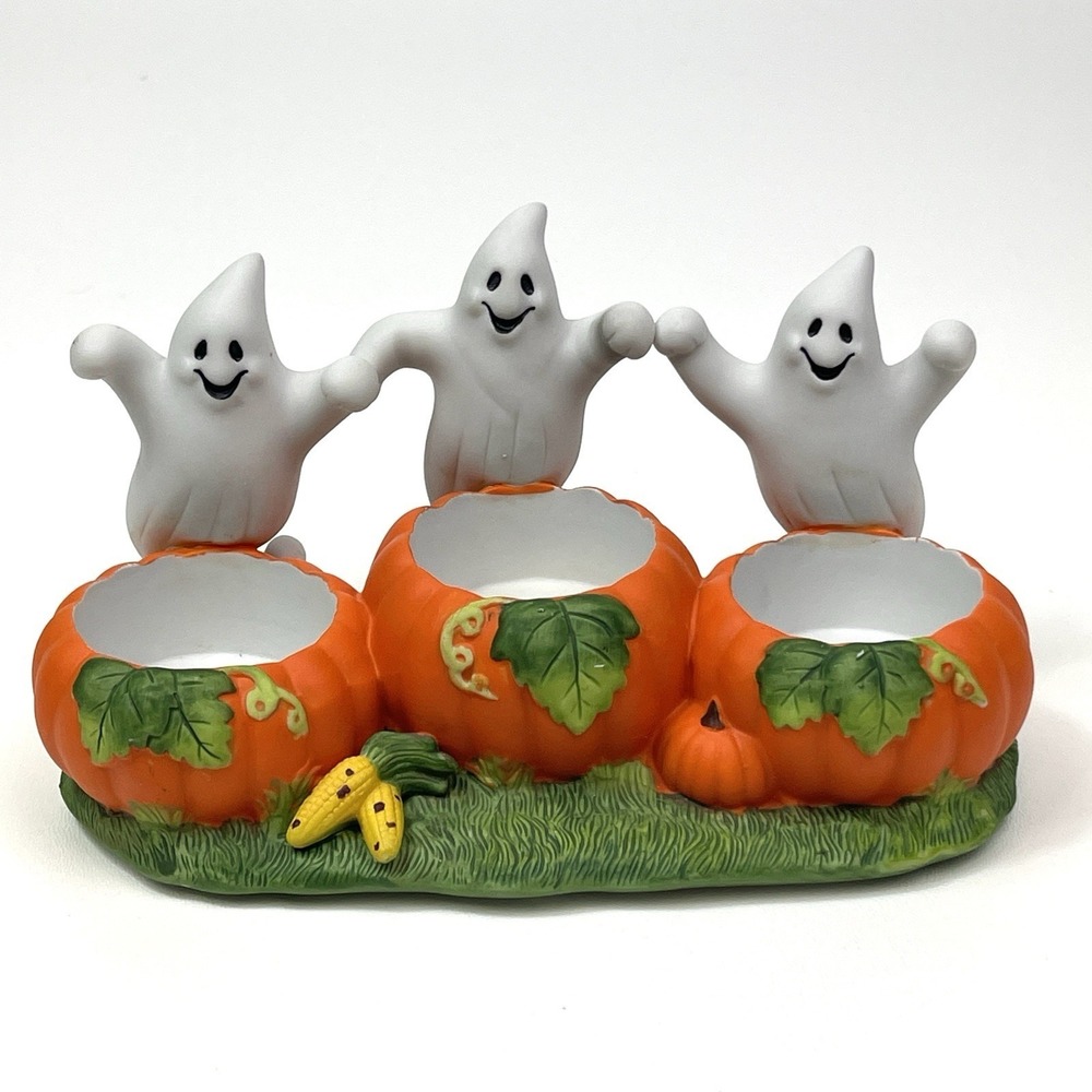 PartyLite‎ Ghost Trio Tealight Holder P7262 Retired Halloween Fall Decor